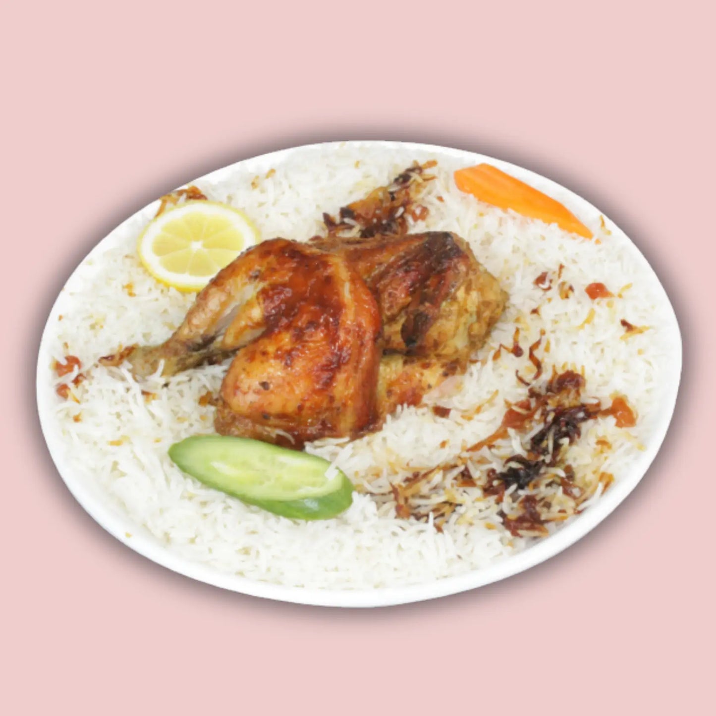 نصف حبة دجاج شوایة مع ارز بشاوري