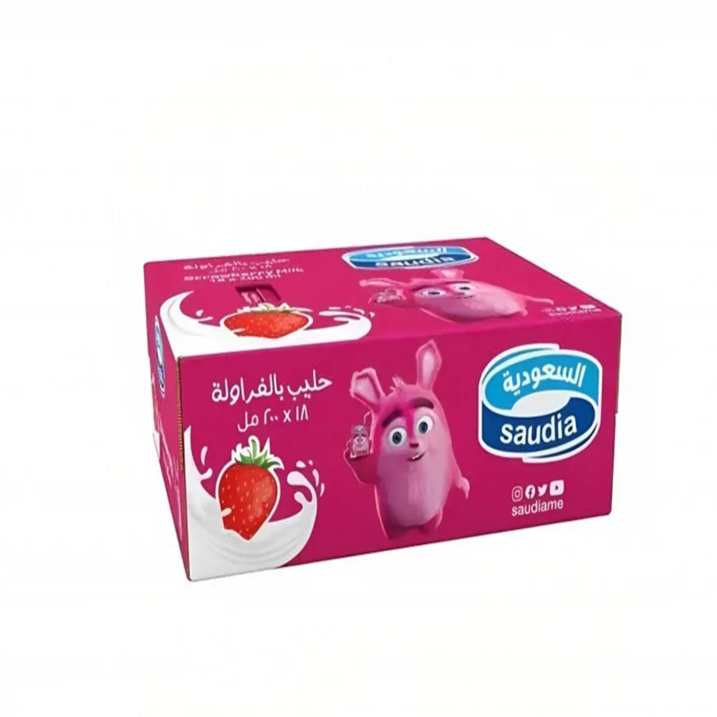 Saudia Strawberry Flavour Milk, 18 X 200 Ml, Red
